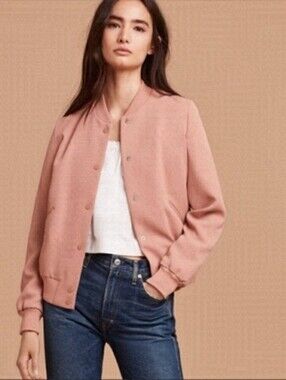 Aritzia Wilfred Poussin Crepe Bomber Jacket Dusty Rose Pink XXS
